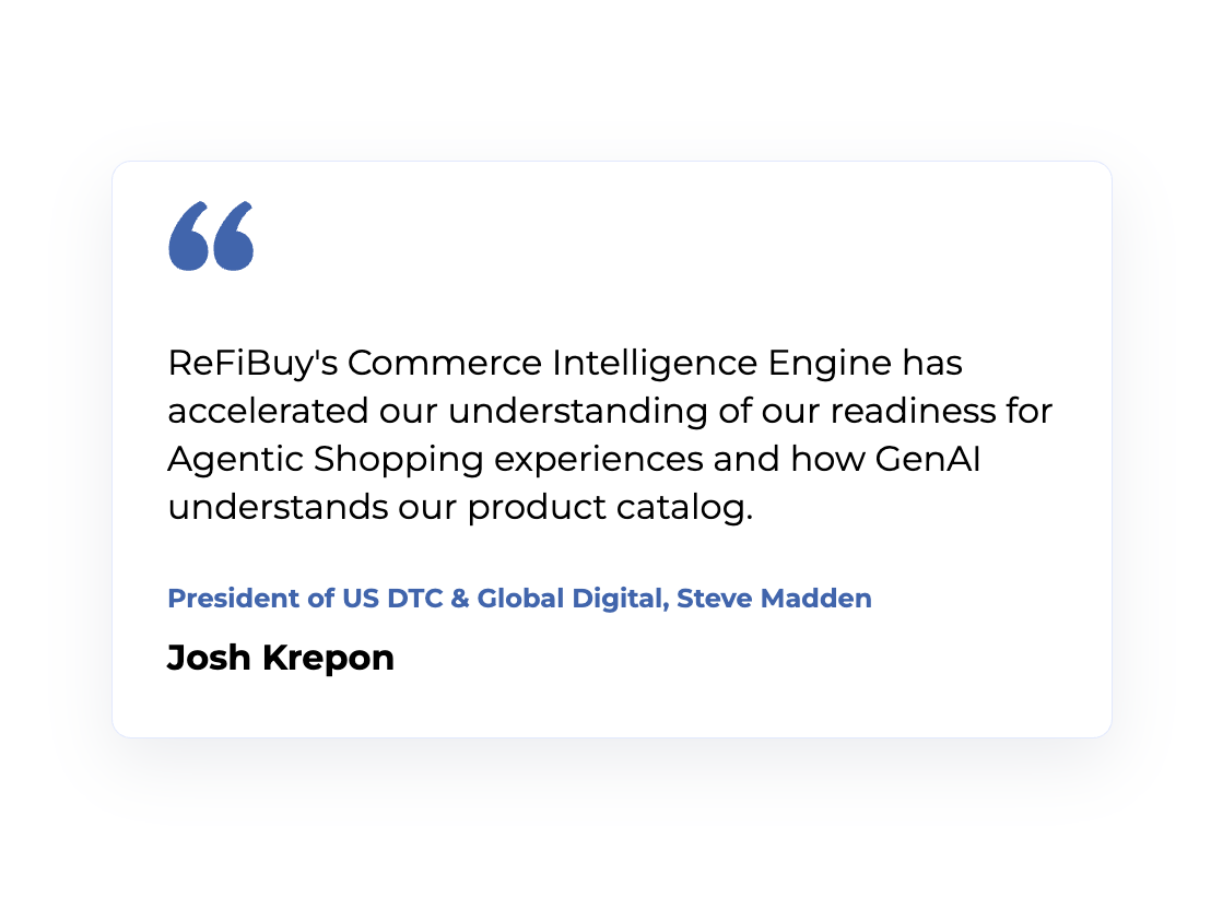 ReFiBuy steve madden design partner quote for agentic commerce optimization 